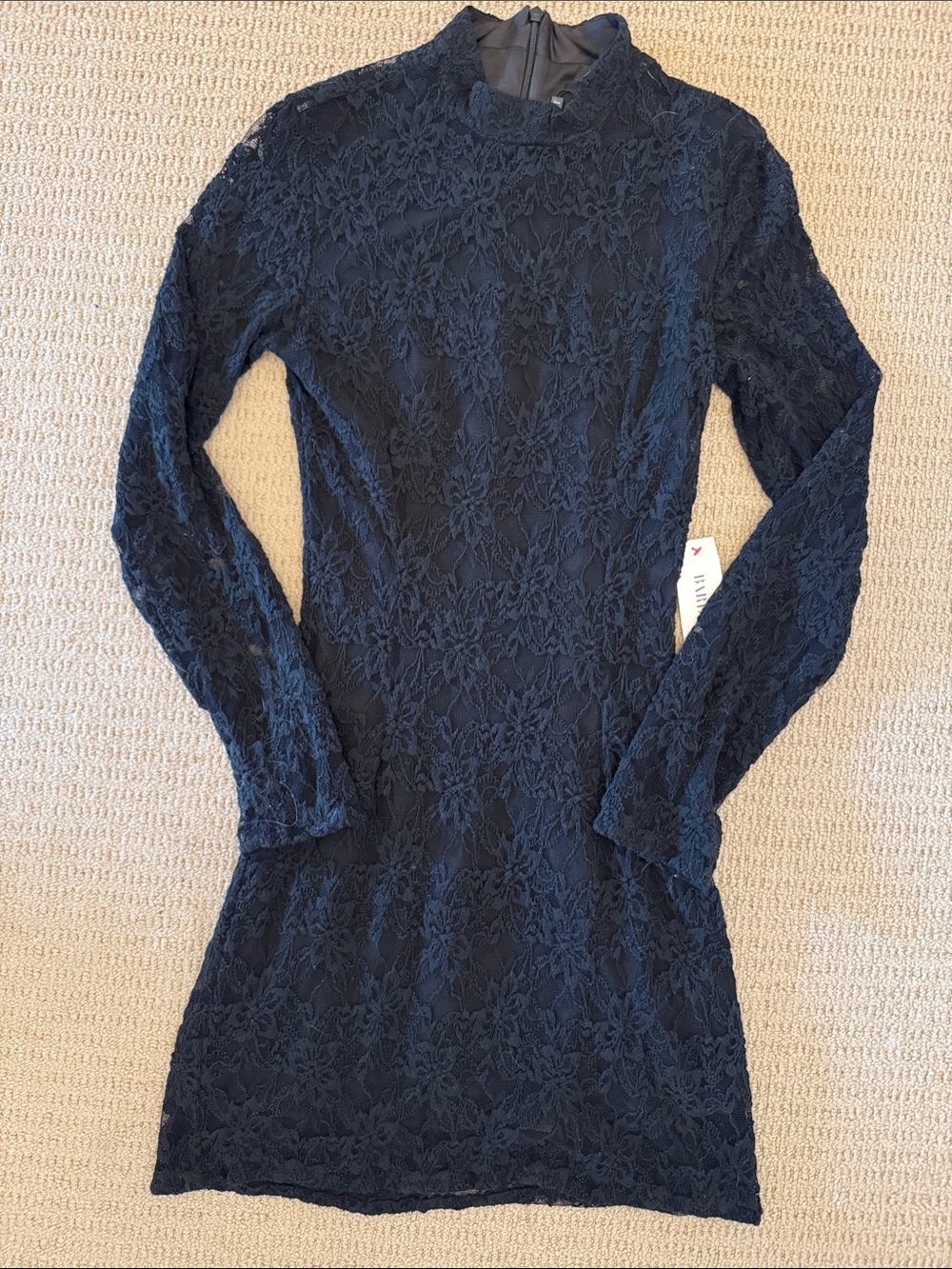 Bardot Navy Floral Lace Long-Sleeve Dress